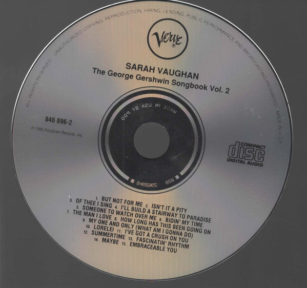 Sarah Vaughan : The George Gershwin Songbook Volume 2 (CD, Comp, RE, RM)