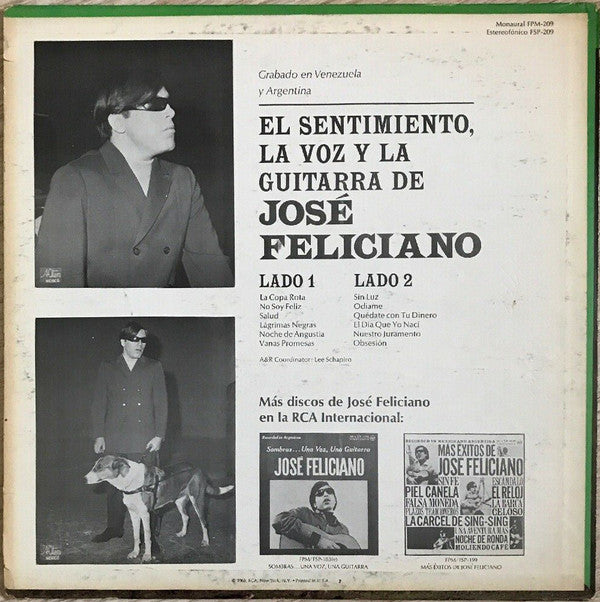 José Feliciano : El Sentimiento, La Voz Y La Guitarra De José Feliciano (LP, Album, Est)