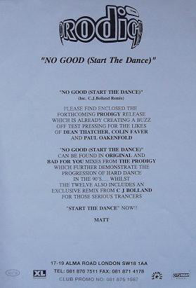 The Prodigy : No Good (Start The Dance) (12", Promo)