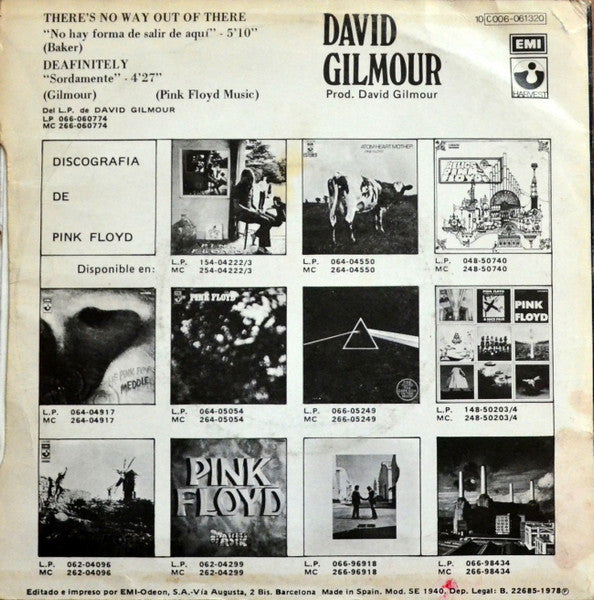 David Gilmour : There's No Way Out Of There = No Hay Forma De Salir De Aqui (7", Single)