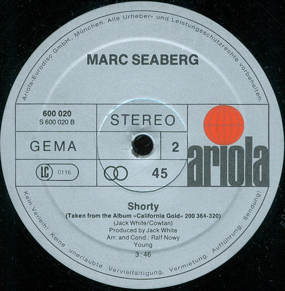 Marc Seaberg : California Gold (Long Version) (12", Single)
