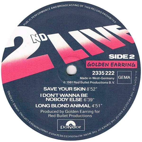 Golden Earring : 2nd Live (2xLP, Album)
