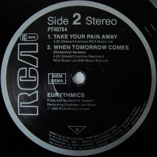 Eurythmics : When Tomorrow Comes (12", Maxi)