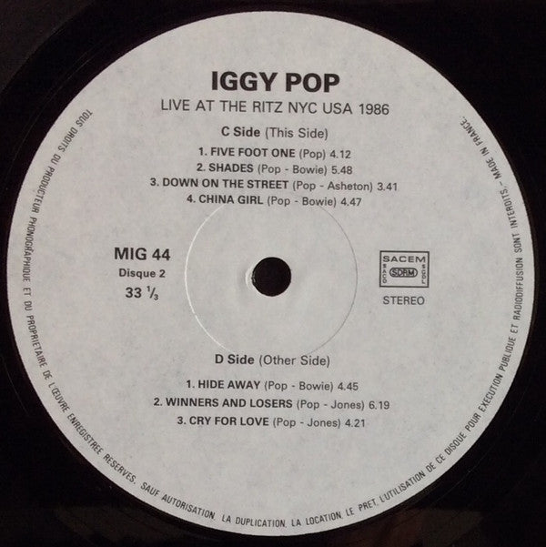 Iggy Pop : Live Ritz N.Y.C 86 (2xLP, Album)