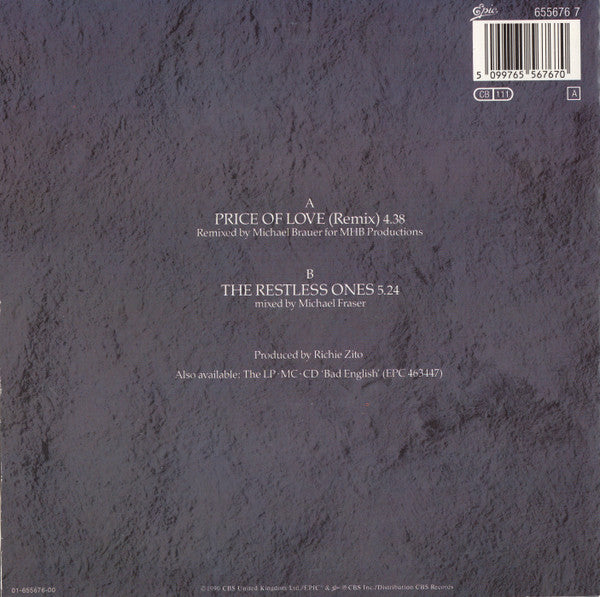 Bad English : Price Of Love (Remix) (7", Single)