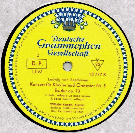 Ludwig van Beethoven, Wilhelm Kempff, Berliner Philharmoniker, Ferdinand Leitner : Klavierkonzert Nr. 5 Es-Dur Op. 73 (LP, Mono)