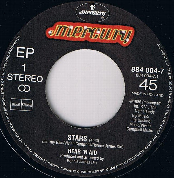 Hear'n Aid : Stars (7", EP)