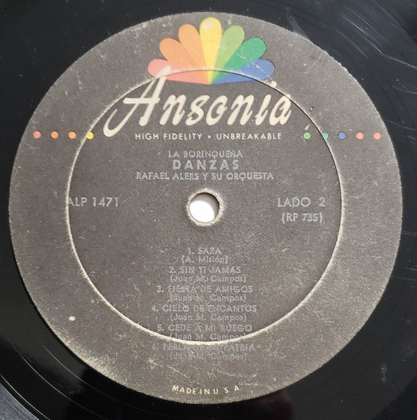 Rafael Alers Y Su Orquesta : La Borinqueña / Danzas Volúmen 5 (LP, Album, Mono)