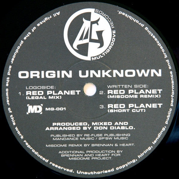 Origin Unknown (2) : Red Planet (12")