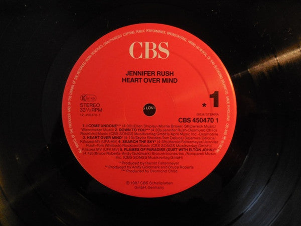 Jennifer Rush : Heart Over Mind (LP, Album, Tou)