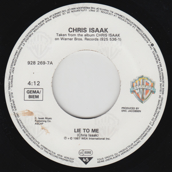 Chris Isaak : Lie To Me (7", Single)