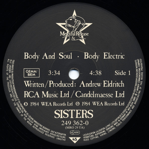 The Sisters Of Mercy : Body And Soul (12")