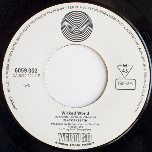 Black Sabbath : Evil Woman / Wicked World (7", Single, Mono)