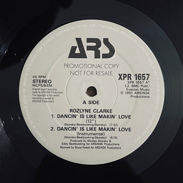 Rozlyne Clarke : Dancin' Is Like Making Love (12", Promo)