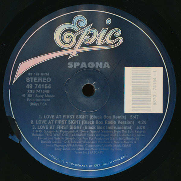 Ivana Spagna : Love At First Sight - Remix By Black Box (12")