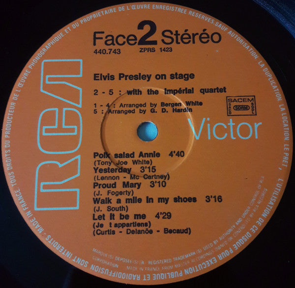 Elvis Presley : On Stage - February, 1970 (LP, Album, RE)