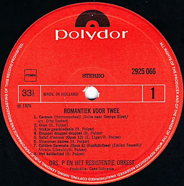 Drs. P En Het Resistentie Orkest : Romantiek Voor Twee (LP, Album)