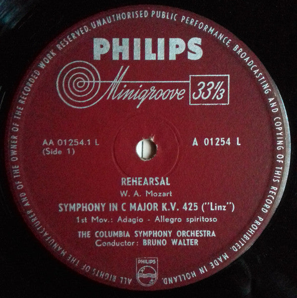 Bruno Walter conducting the Columbia Symphony Orchestra, Wolfgang Amadeus Mozart : The Birth Of A Performance: Bruno Walter's Actual Rehearsel And Finished Recorded Performance Of Mozart's Symphony No. 36 In C Major K. 425 "Linz" (2xLP, Mono)