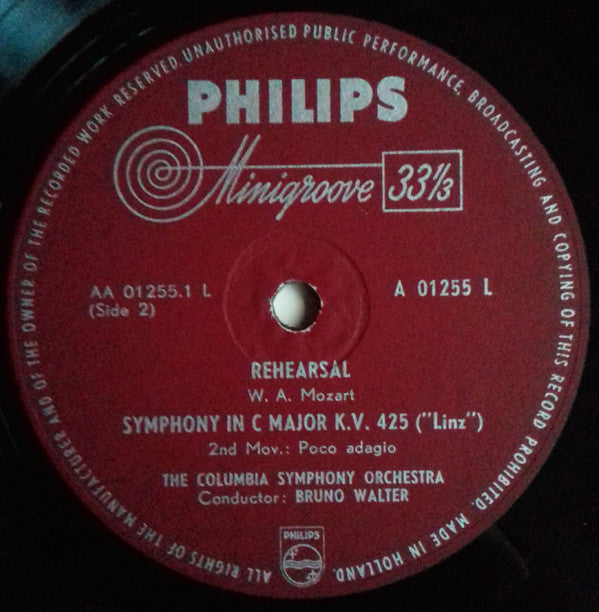 Bruno Walter conducting the Columbia Symphony Orchestra, Wolfgang Amadeus Mozart : The Birth Of A Performance: Bruno Walter's Actual Rehearsel And Finished Recorded Performance Of Mozart's Symphony No. 36 In C Major K. 425 "Linz" (2xLP, Mono)