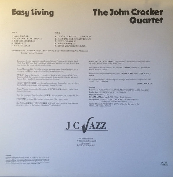 The John Crocker Quartet : Easy Living (LP)