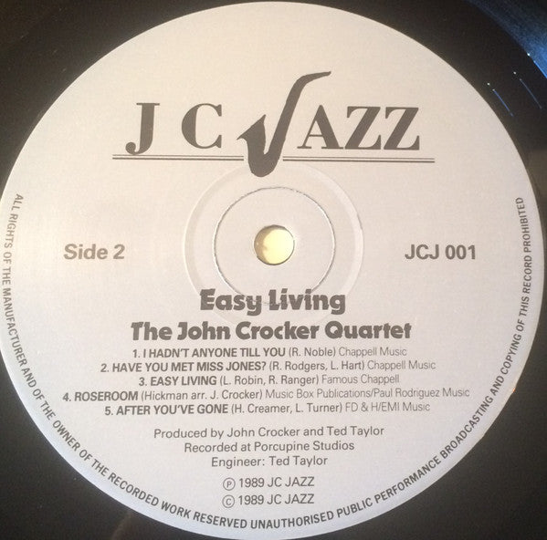 The John Crocker Quartet : Easy Living (LP)