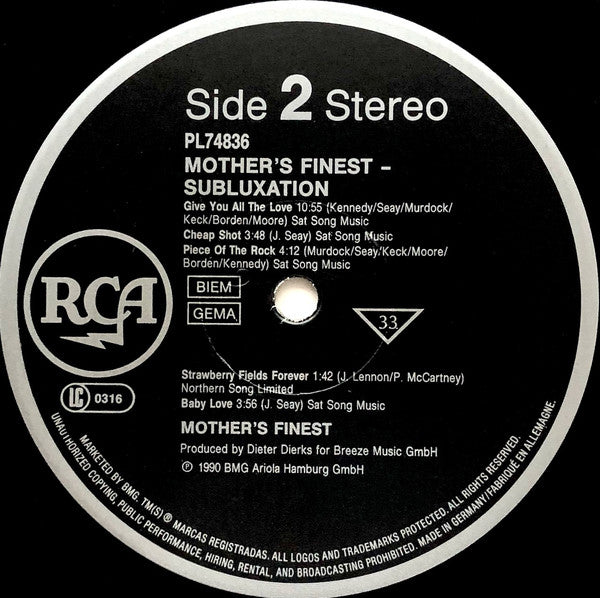 Mother's Finest : Subluxation (LP, Album + 12", Maxi)