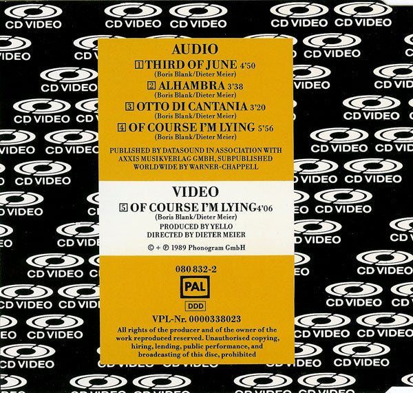 Yello : Of Course I'm Lying (CDV, 5", Single, PAL)