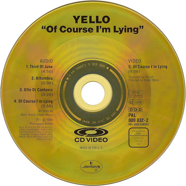 Yello : Of Course I'm Lying (CDV, 5", Single, PAL)