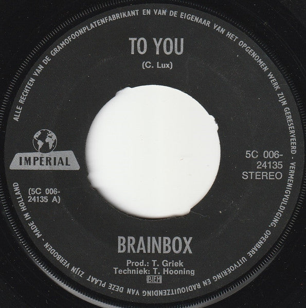 Brainbox (3) : To You (7", Single)