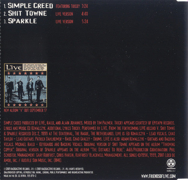 Live Featuring Tricky : Simple Creed (CD, Maxi)