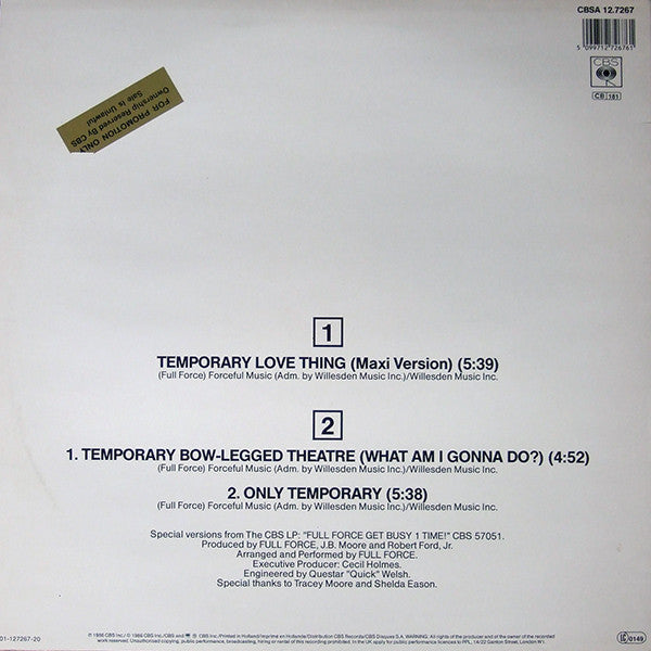 Full Force : Temporary Love Thing (12")