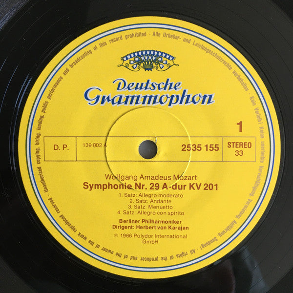 Wolfgang Amadeus Mozart, Berliner Philharmoniker, Herbert Von Karajan : Symphonie Nr.29 A-dur KV 201 / Symphonie Nr.33 B-dur KV 319 (LP, RE)