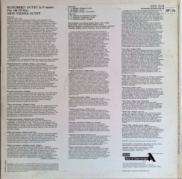 Franz Schubert / The New Vienna Octet* : Octet In F Major, Op. 166, D.803 (LP)