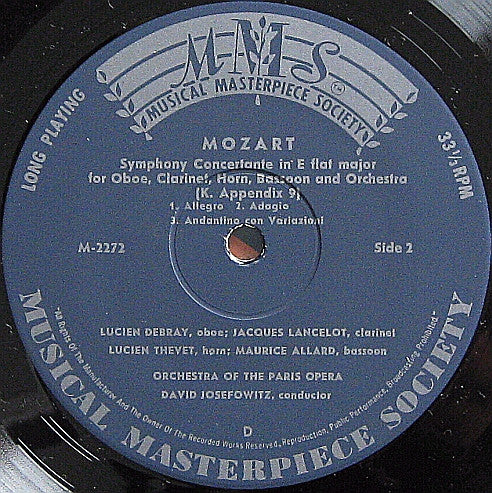 Wolfgang Amadeus Mozart : Konzertante Sinfonien (LP)