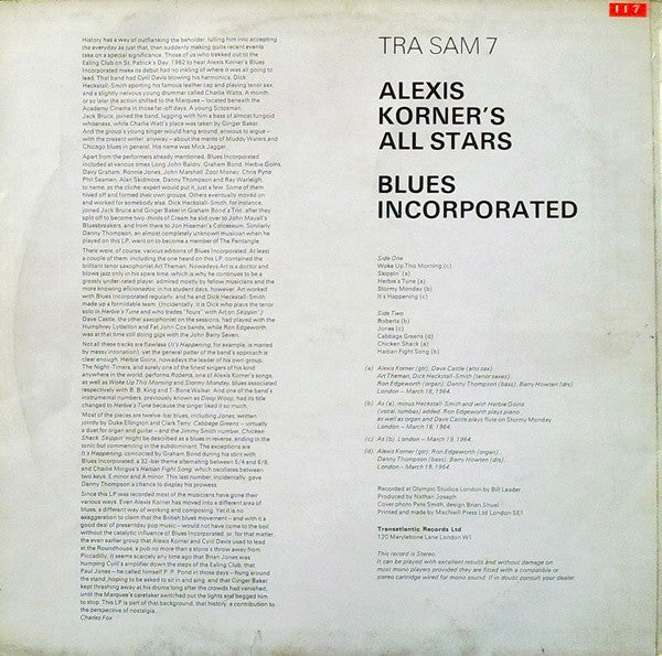 Blues Incorporated : Alexis Korner's All Stars (LP, Album, RE)
