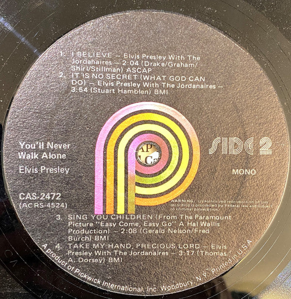 Elvis Presley : You'll Never Walk Alone (LP, Album, Comp, RE, PRC)