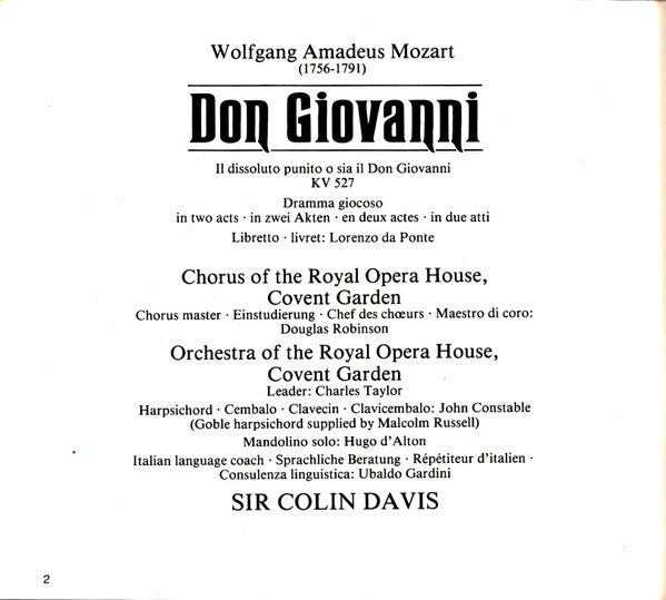 Mozart*, Sir Colin Davis : Don Giovanni (3xCD, Album, RE + Box)