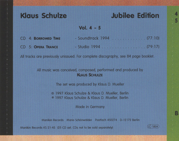 Klaus Schulze : Jubilee Edition (25xCD, Ltd)