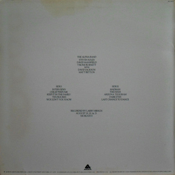 The Alpha Band : The Alpha Band (LP, Album, PRC)