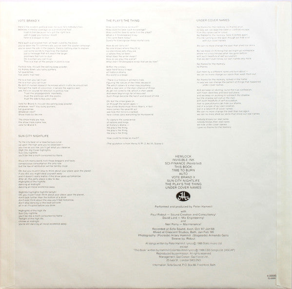 Peter Hammill : In A Foreign Town (LP, Album, Whi)