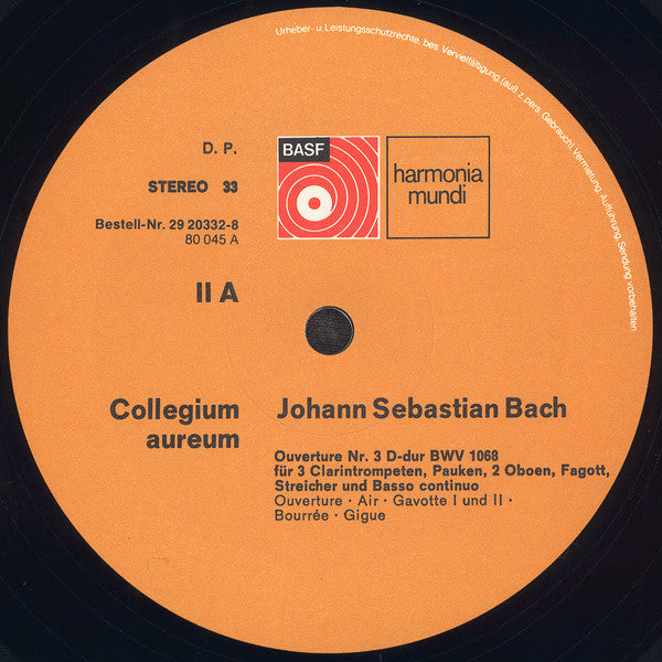 Johann Sebastian Bach, Collegium aureum : Vier Ouvertüren (2xLP, Album, RE)