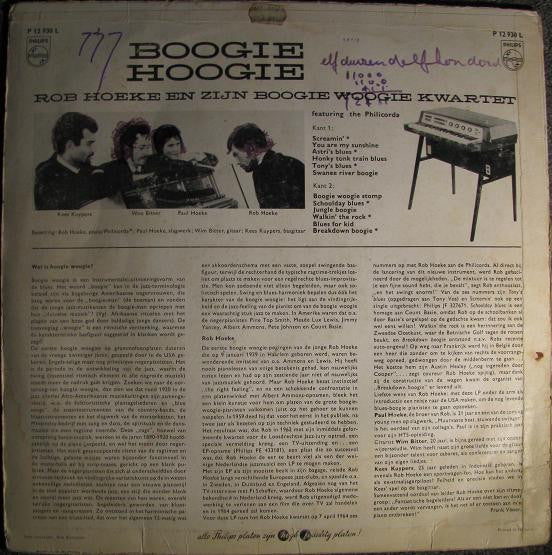 Rob Hoeke Boogie Woogie Quartet : Boogie Hoogie (Boogie Woogie With A Special Flavour As Played By...) (LP, Mono)