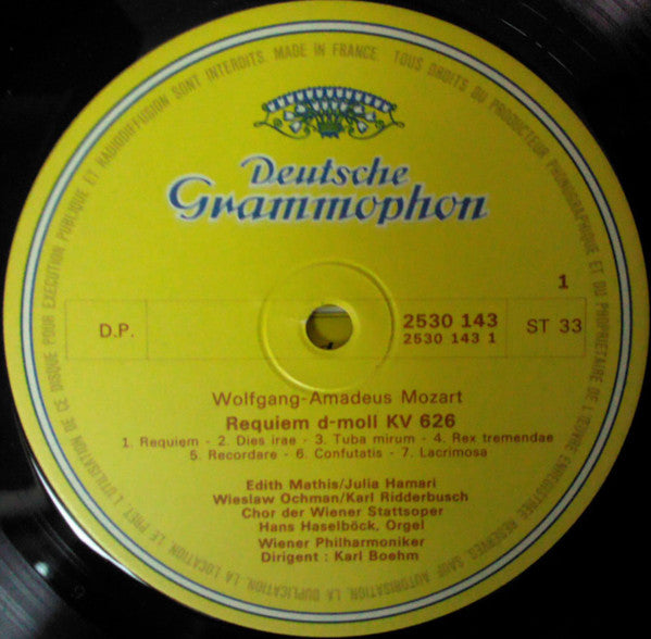 Mozart*, Karl Bœhm*, Edith Mathis, Julia Hamari, Wiesław Ochman, Karl Ridderbusch, Choeurs De L'Opéra De Vienne* & Orchestre Philharmonique De Vienne* : Requiem (LP, Album, Gat)