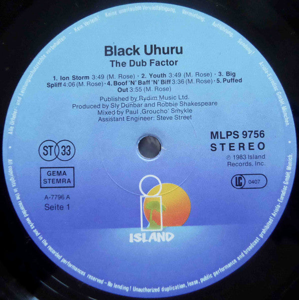 Black Uhuru : The Dub Factor (LP, Album)