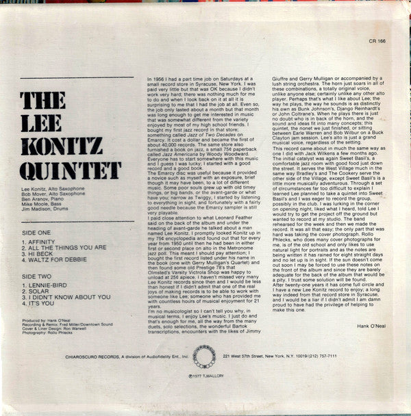 Lee Konitz Quintet : Affinity (LP, Album)