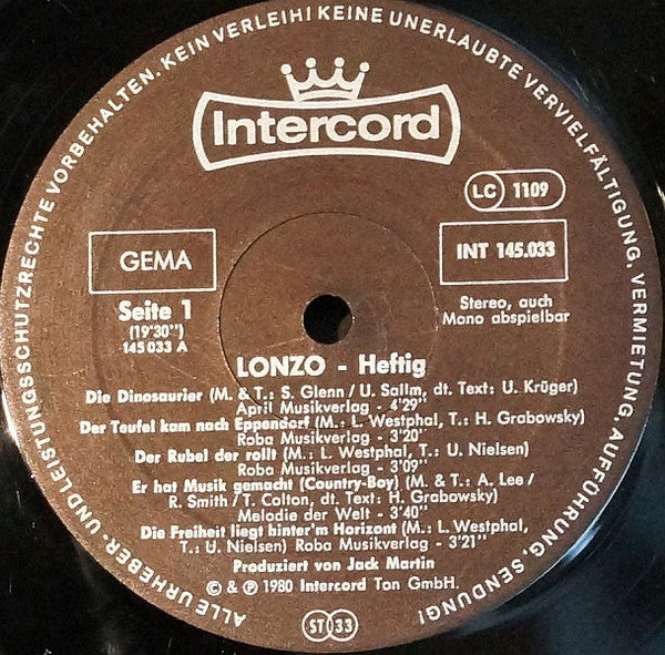 Lonzo Westphal : Heftig (LP, Album)