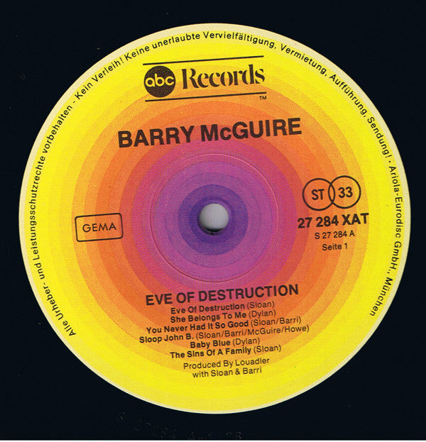 Barry McGuire : Eve Of Destruction (LP, Album, RE)