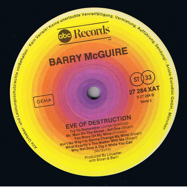 Barry McGuire : Eve Of Destruction (LP, Album, RE)