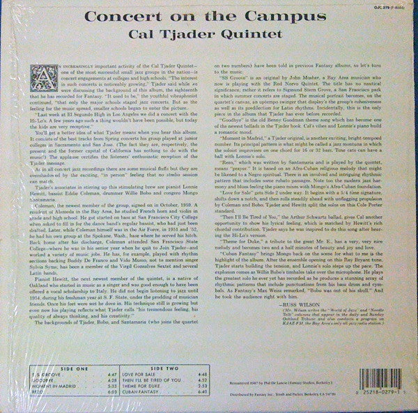 Cal Tjader Quintet : Concert On The Campus (LP, Album, RE, RM, Red)