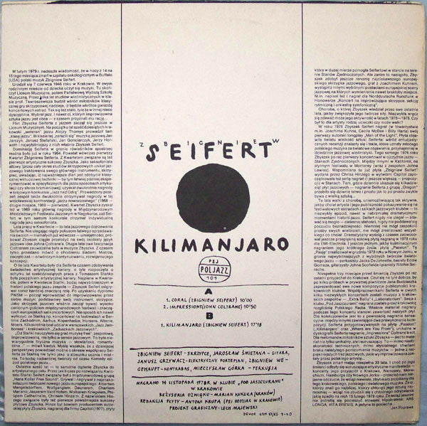 Zbigniew Seifert : Kilimanjaro (LP, Album)